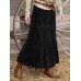 Women Solid Color Corduroy Frill Hem Back Zipper Casual Skirts