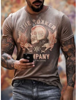 Men's Short Sleeve Skull Pattern HE1307-03-01