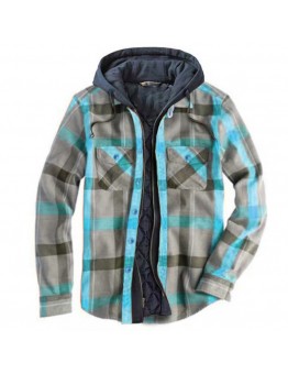 plaid hooded shirt jacket HF0613-05-01