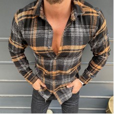 men's printed plaid shirt  HF0110-02-04