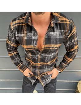 men's printed plaid shirt  HF0110-02-04