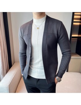 Exquisite simple vertical striped jacket HF2106-03-03