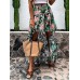 Elastic Waist Spliced Floral Pleats Summer Skirts For Women