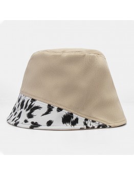 Women Patchwork Leopard Pattern Print Sun Hat Cotton Fashion All  match Sunscreen Bucket Hat