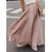 Boho Elastic Waist Pleated Pure Color Women Skirts