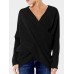 Sexy Women Cross V  neck Pullover Long Sleeve Sweaters Tops