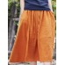 Women Casual Solid Color Cotton Linen Skirts