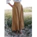 Solid Color Elastic Waist Linen Cotton Loose Hem Skirts